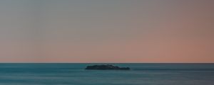 Превью обои остров, море, горизонт, закат