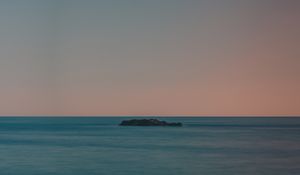 Превью обои остров, море, горизонт, закат