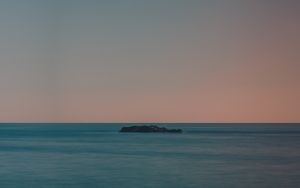 Превью обои остров, море, горизонт, закат