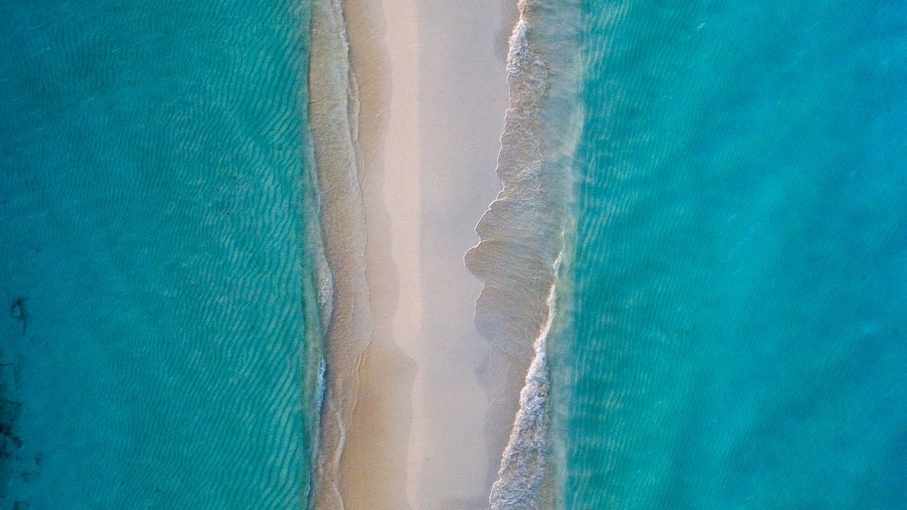 Обои остров, пляж, вид сверху, песок, вода