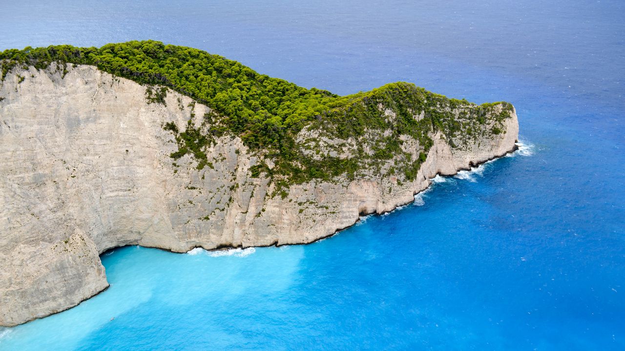 Обои остров, скалы, море, вода, вид сверху