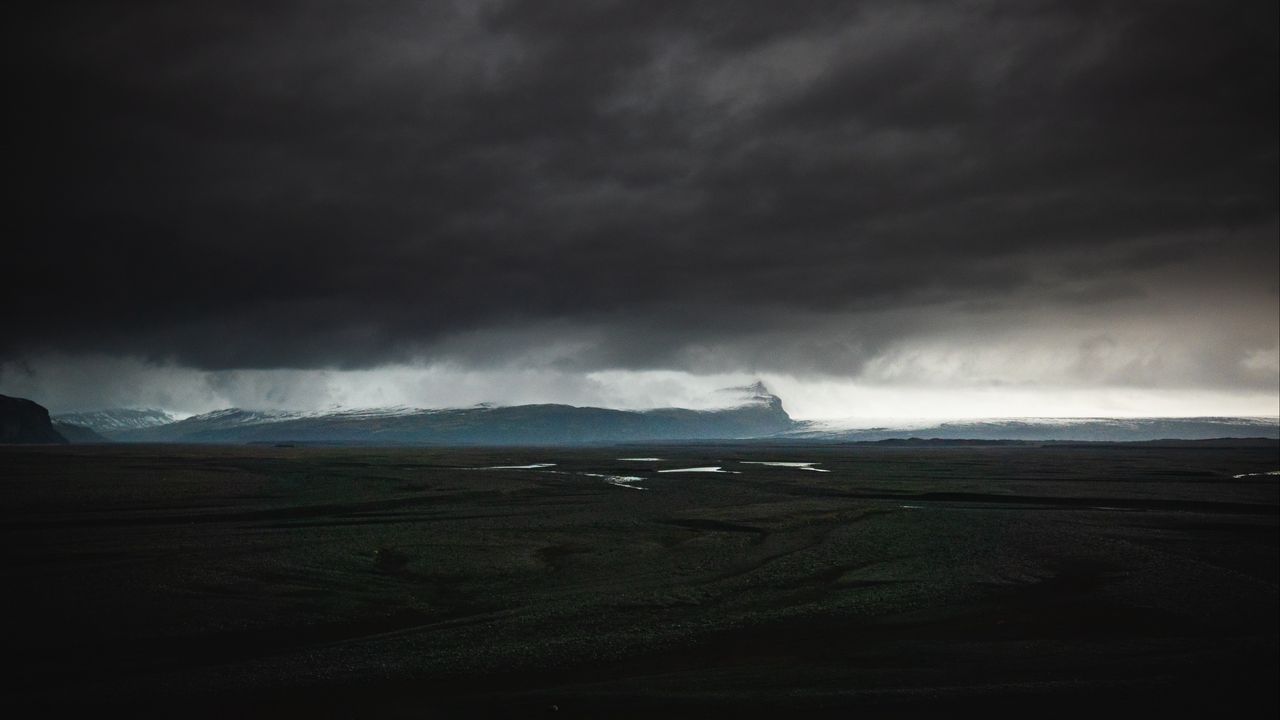 Обои остров, темный, облака, исландия