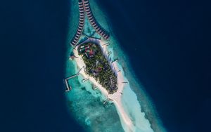 Превью обои остров, тропики, море, вид сверху