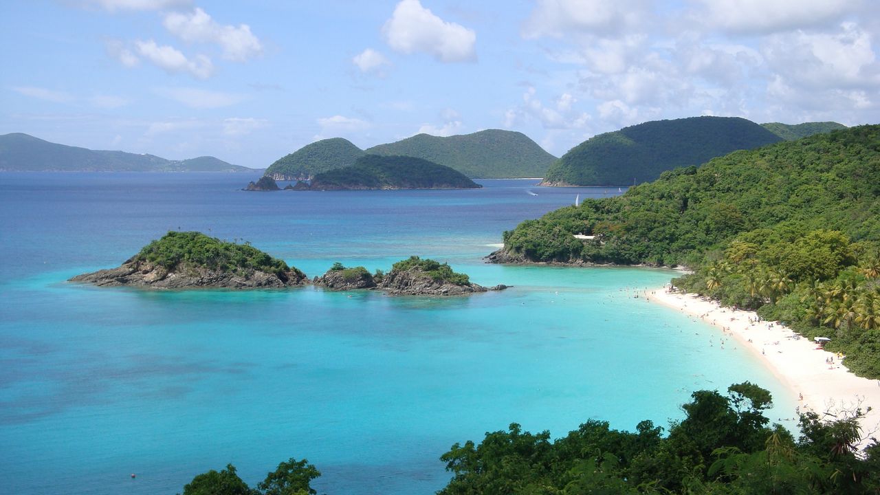 Обои острова, берег, пляж, голубая вода, тропики
