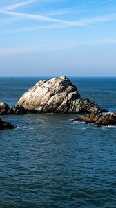 Превью обои острова, скалы, море, камни, вода, горизонт, природа