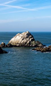 Превью обои острова, скалы, море, камни, вода, горизонт, природа