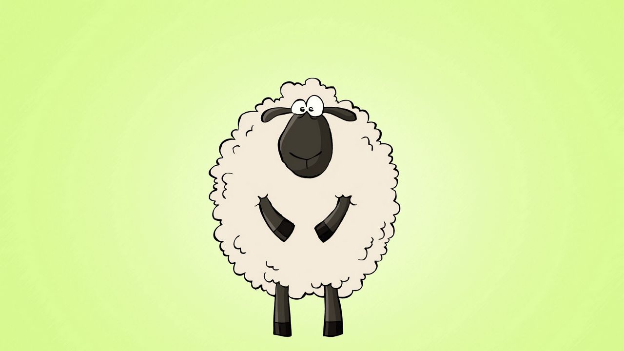 Обои овечка, рисунок, кудри