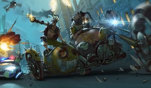 Превью обои overwatch, junkrat, mako rutledge, jamison fawkes