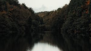 Превью обои озеро, деревья, берег, вода, пейзаж