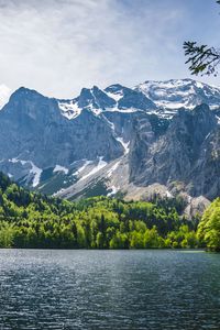Превью обои озеро, деревья, горы, природа