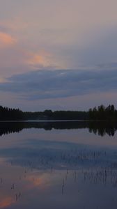 Превью обои озеро, деревья, облака, небо, природа