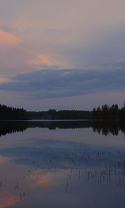 Превью обои озеро, деревья, облака, небо, природа