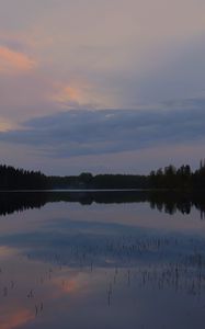 Превью обои озеро, деревья, облака, небо, природа