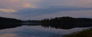 Превью обои озеро, деревья, облака, небо, природа