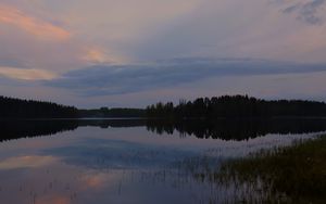 Превью обои озеро, деревья, облака, небо, природа