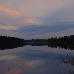 Превью обои озеро, деревья, облака, небо, природа