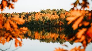 Превью обои озеро, деревья, осень, берег, пейзаж