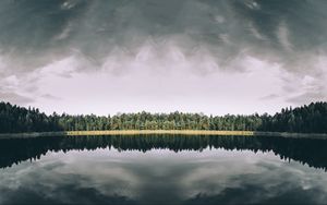 Превью обои озеро, деревья, отражение, небо