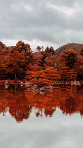Превью обои озеро, деревья, отражение, осень, природа