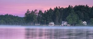 Превью обои озеро, дом, деревья, берег, природа