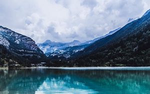 Превью обои озеро, горы, отражение
