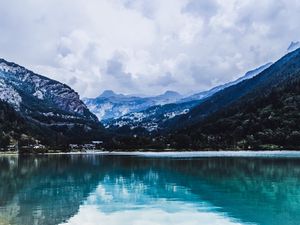 Превью обои озеро, горы, отражение