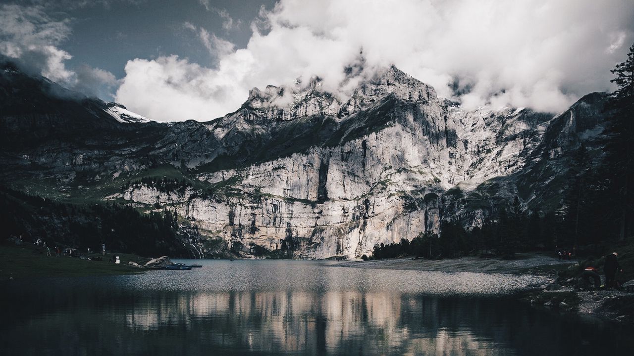 Обои озеро, горы, вода, эшинензе, кандерштег, швейцария