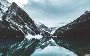 Превью обои озеро, горы, вода, отражение, пейзаж