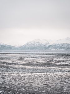 Превью обои озеро, горы, замерзший, лед, снег, зима