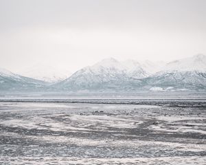 Превью обои озеро, горы, замерзший, лед, снег, зима