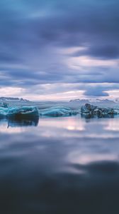 Превью обои озеро, лед, вода, облака, пейзаж