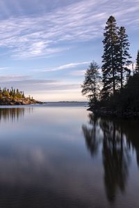 Превью обои озеро, лес, деревья, осень, вода, отражение, пейзаж