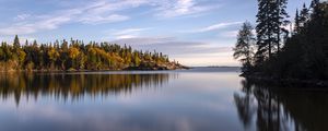 Превью обои озеро, лес, деревья, осень, вода, отражение, пейзаж