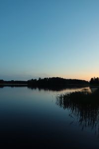 Превью обои озеро, лес, закат, природа, отражение, вода, пейзаж