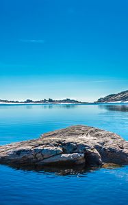 Превью обои озеро, остров, горы