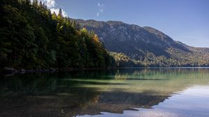Превью обои озеро, пейзаж, природа, деревья