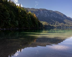 Превью обои озеро, пейзаж, природа, деревья