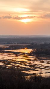 Превью обои озеро, вода, деревья, облака, природа