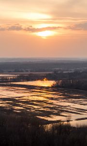 Превью обои озеро, вода, деревья, облака, природа