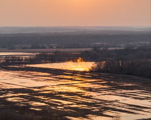 Превью обои озеро, вода, деревья, облака, природа