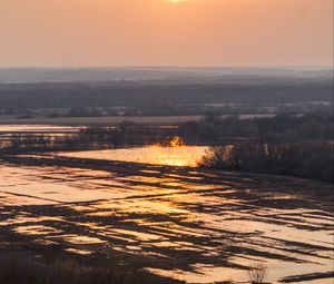 Превью обои озеро, вода, деревья, облака, природа