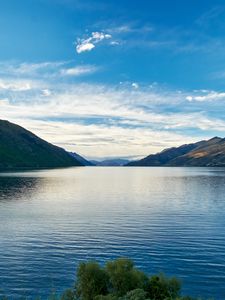 Превью обои озеро, вода, горы небо, пейзаж, новая зеландия