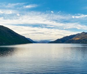 Превью обои озеро, вода, горы небо, пейзаж, новая зеландия