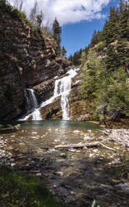 Превью обои озеро, водопад, горы, природа, камни