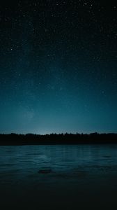 Превью обои озеро, звездное небо, ночь, темный