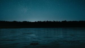 Превью обои озеро, звездное небо, ночь, темный