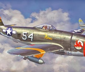 Превью обои p 47 thunderbolt, hasegawa, истребитель, самолет