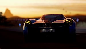 Превью обои pagani huayra, pagani, спорткар, вид сзади, гонки