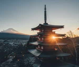 Превью обои пагода, архитектура, солнечный свет, япония
