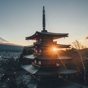 Превью обои пагода, архитектура, солнечный свет, япония